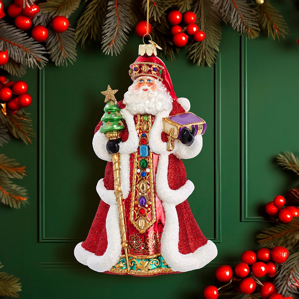Kurt Adler 7-Inch Bellissimo Glass Red Santa Ornament